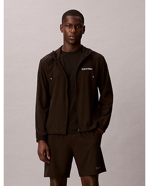 Calvin Klein Brown Sport Water Repellent Hooded Windbreaker for men