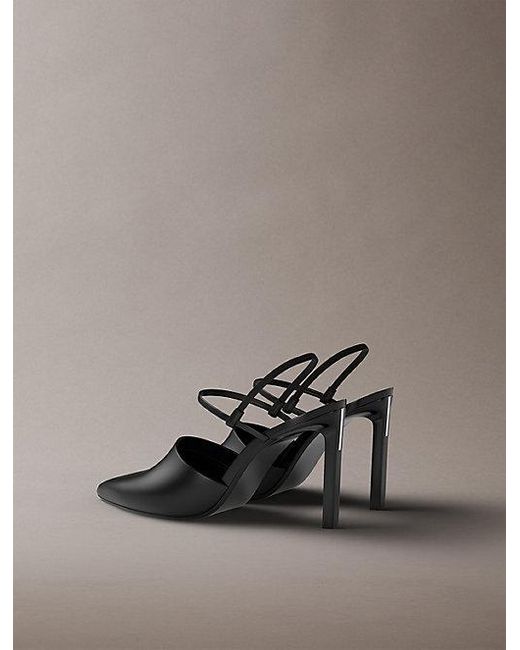 Calvin Klein Gray Leather Slingback Stiletto Pumps