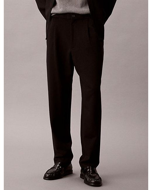 Calvin Klein Black Comfort Knit Tapered Trousers for men
