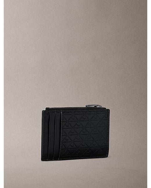 Calvin Klein Gray Allover Emblem Logo Card Holder for men