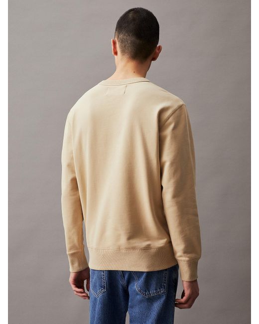 Sweat-shirt en tissu éponge avec insigne à monogramme Calvin Klein pour homme en coloris Natural