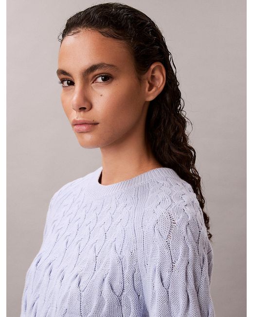 Calvin Klein Purple Cotton Cable Relaxed Jumper