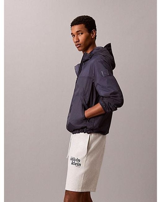 Calvin Klein Gray Jeans Embroidered Logo Jogger Shorts for men