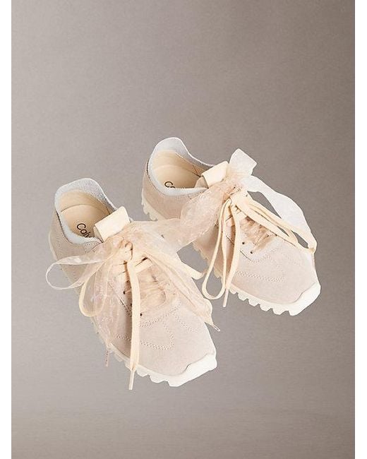 Calvin Klein Pink Suede Organza Runner Trainers