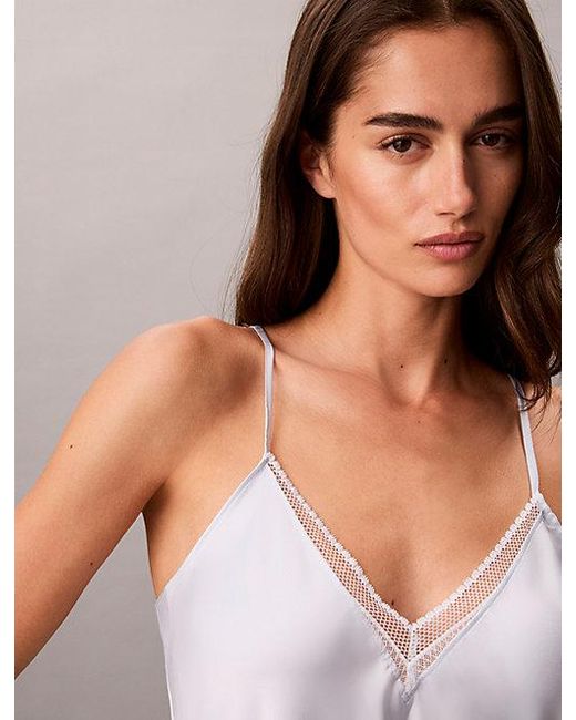 Calvin Klein Purple Satin And Lace Cami Pyjama Top