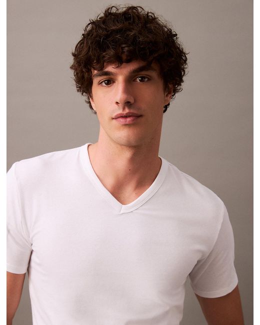 Lot De 3 T-Shirts D'Intérieur À Col En V Calvin Klein pour homme en coloris White