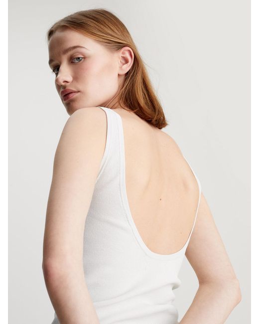 Débardeur slim dos-nu en maille Calvin Klein en coloris White