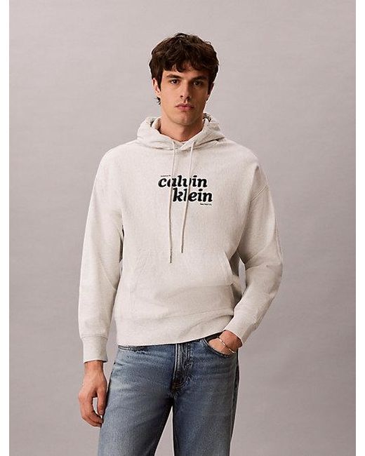 Calvin Klein Natural Jeans Premium Cotton Terry Logo Hoodie for men