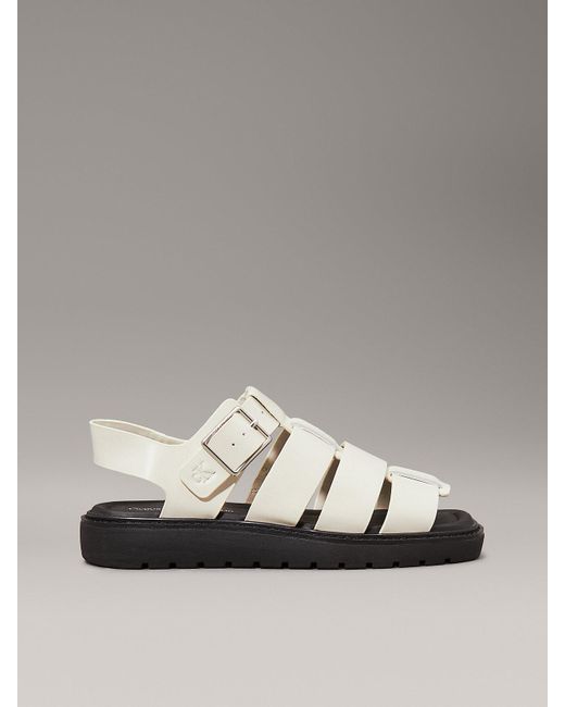 Calvin Klein Metallic Leather Fisherman Sandals