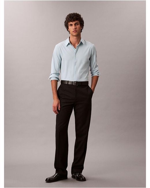 Calvin Klein Gray Tech Stretch Slim Button-Down Shirt for men