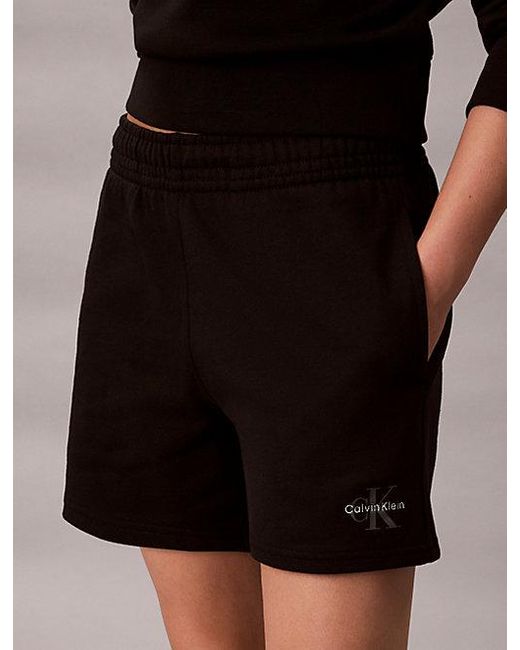 Calvin Klein Badstof Korte Broek Met Monogram-Logo in het Black