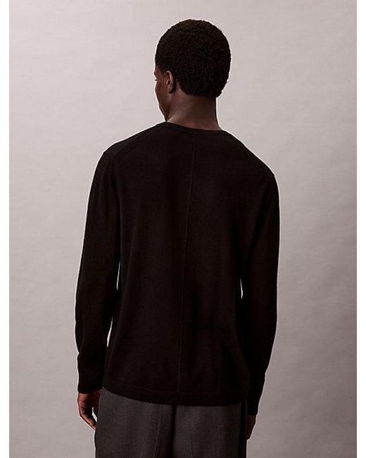 Calvin Klein Black Merino Wool Classic Jumper for men