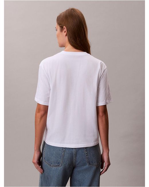 Calvin Klein White Calvin Klein Shine Script Logo Boxy T-Shirt