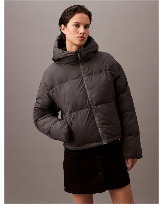 Calvin Klein Brown Calvin Klein Short Hooded Puffer Jacket