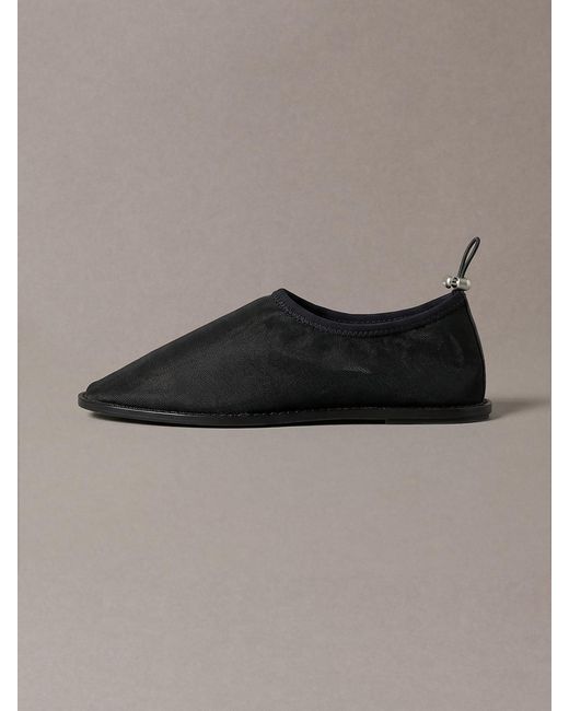 Calvin Klein Gray Mesh Drawstring Ballerinas