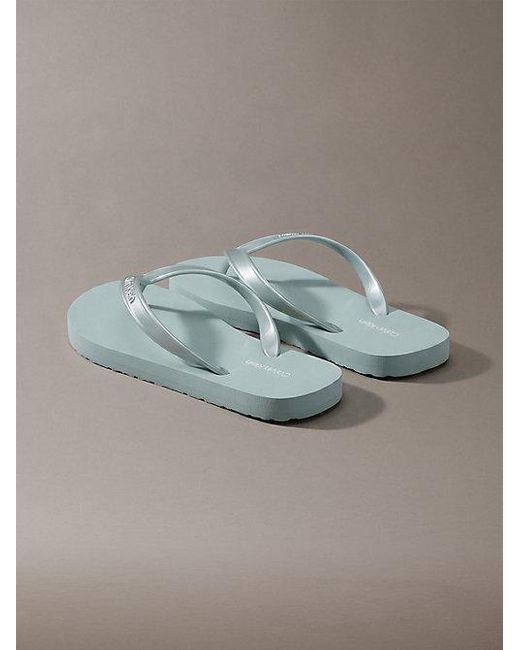 Calvin Klein Gray Arwa Metallic Pearlised Flip Flops