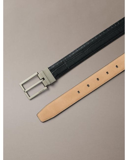 Cintura Con Fibbia Quadrata Goffrata Coccodrillo di Calvin Klein in Multicolor da Uomo