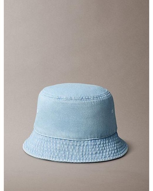 Calvin Klein Blue Denim Embroidered Monogram Bucket Hat for men