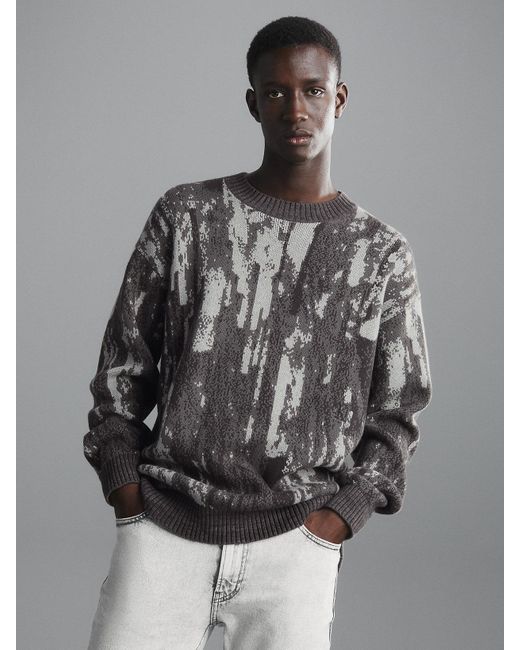 Pull en jacquard de coton mélangé Calvin Klein pour homme en coloris Gray