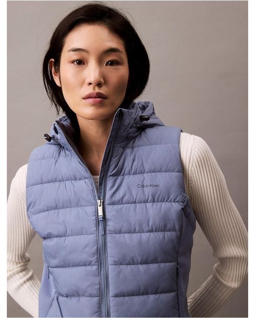 Calvin Klein Gray Mixed Media Puffer Vest