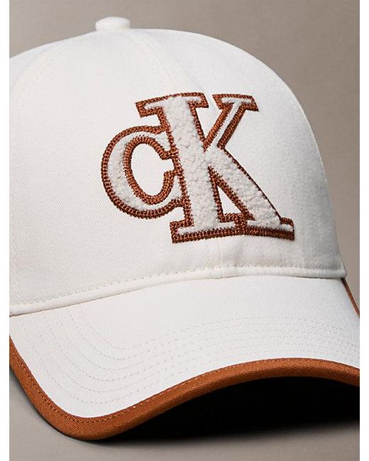 Calvin Klein White Uv Twill Bouclé Logo Adjustable Cap
