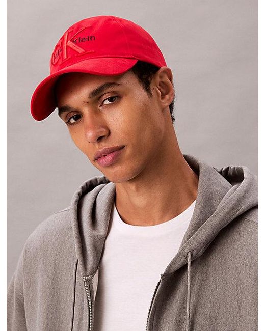 Calvin Klein Baseballcap Mit Schicht-Monogramm-Logo-Grafik in Red für Herren