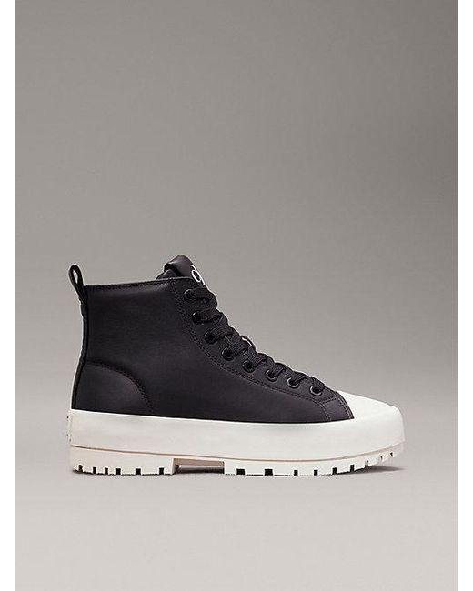 Zapatillas altas de piel con suela lug Calvin Klein de color Black