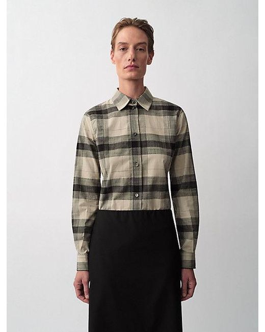 Calvin Klein Gray Scarlett Plaid Button-Up Shirt