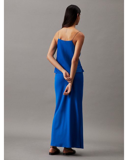 Jupe portefeuille longue en crêpe Calvin Klein en coloris Blue
