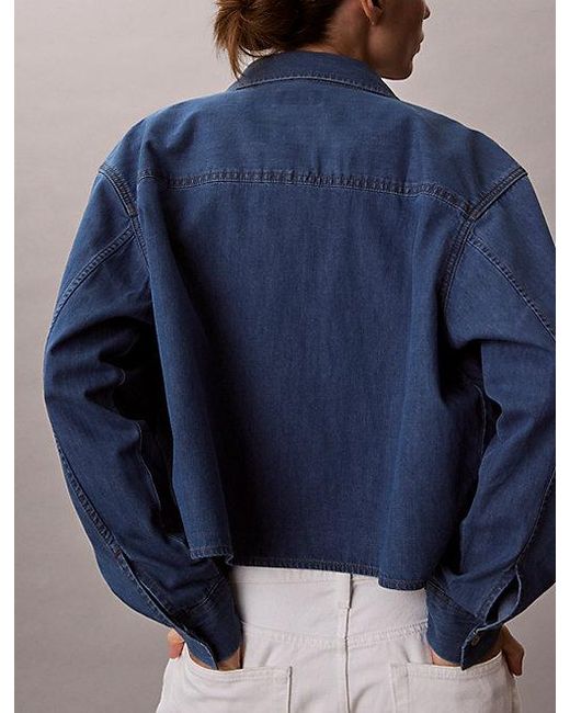 Calvin Klein Blue Jeans Cropped Denim Dad Shirt