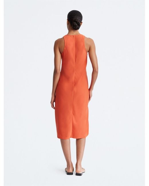Calvin Klein Scoopneck Midi Tank Dress in Orange