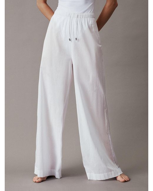 Calvin Klein White Cotton Beach Pants