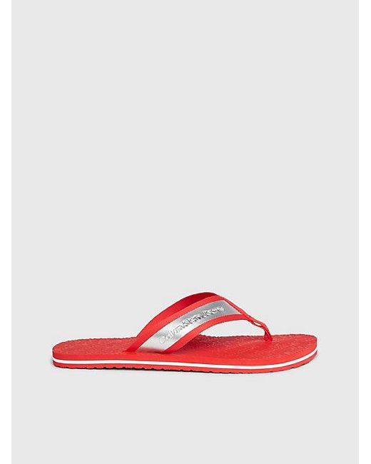 Calvin Klein Metallic Slippers in het Red voor heren
