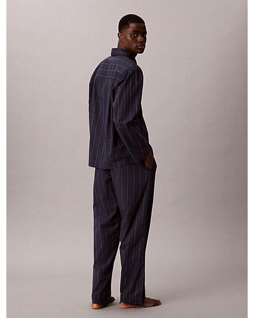Calvin Klein Blue Pants Pyjama Set Cotton Poplin for men