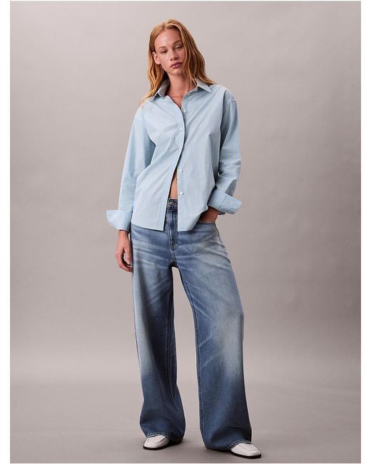 Calvin Klein Blue Striped Button-Up Shirt