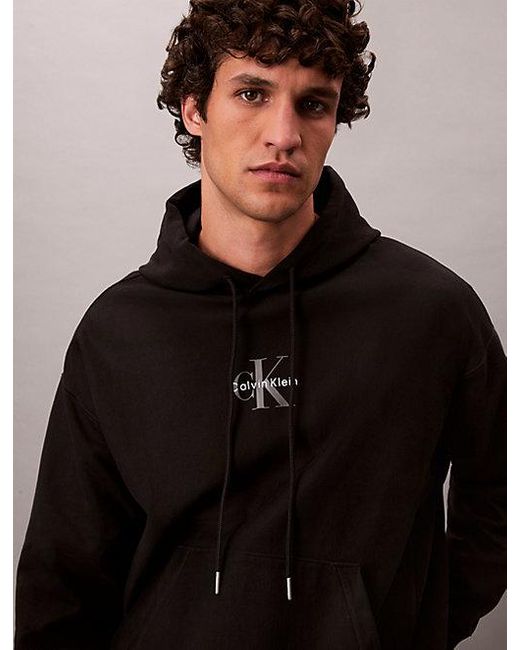 Calvin Klein Monogramm-Logo-Hoodie Aus Hochwertigem Fleece in Blue für Herren