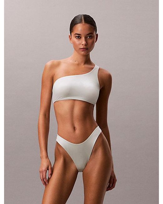 Calvin Klein Gray One Shoulder Bikini Top Ck Shine