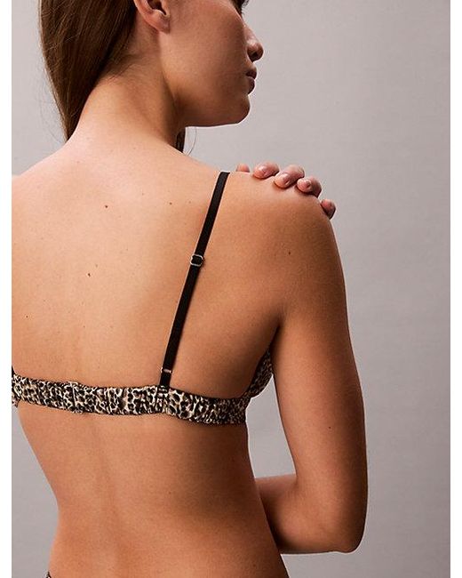 Calvin Klein Brown Unlined Triangle Bra Signature Satin