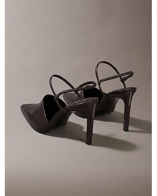 Calvin Klein Brown Leather Slingback Stiletto Pumps