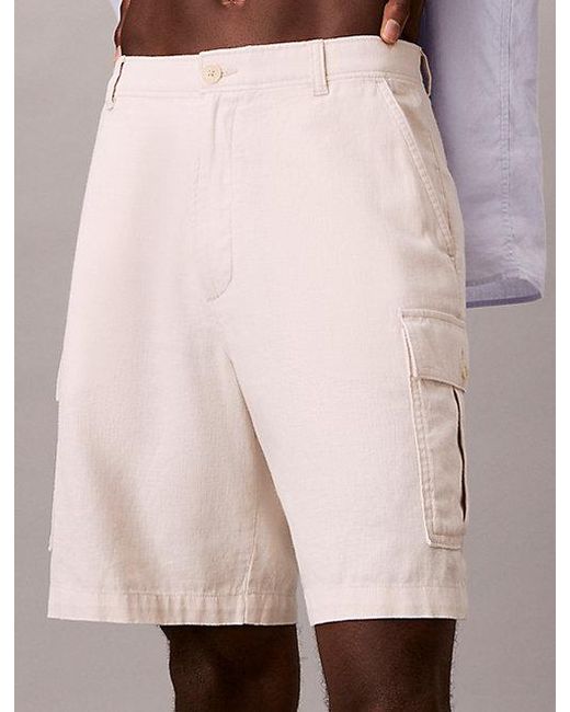 Calvin Klein Multicolor Jeans Linen Cotton Cargo Shorts for men