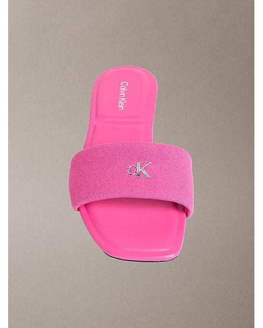 Calvin Klein Pink Ck Provence Canvas Square Toe Flat Sandals