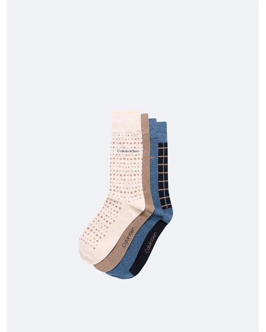 Calvin Klein Blue Combed Cotton 4-pack Dress Socks for men