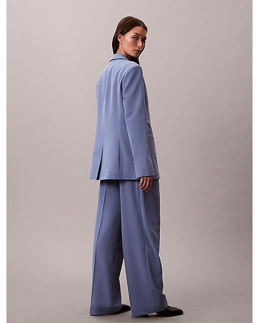 Calvin Klein Blue Soft Crepe Pleated Trousers