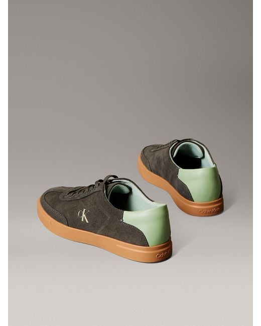 Baskets En Daim Avec Logo Signature Calvin Klein en coloris Gray