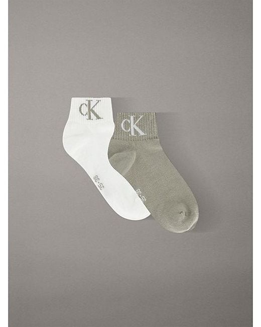 Calvin Klein Gray Jeans 2 Pack Soft Cotton Stretch Ankle Socks