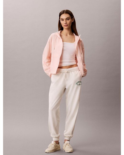 Calvin Klein Pink Hooded Nylon Windbreaker Jacket