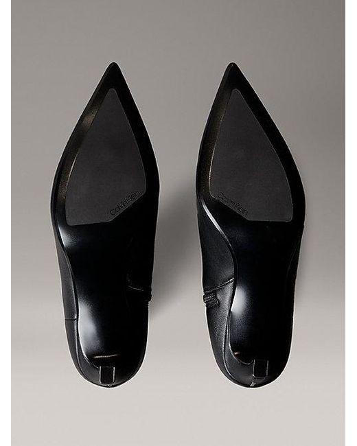 Calvin Klein Leren Enkellaarzen Met Kitten Heel En Rits in het Black