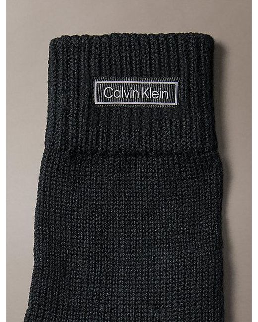 Calvin Klein Black Wool Cashmere Blend Touchscreen Gloves for men
