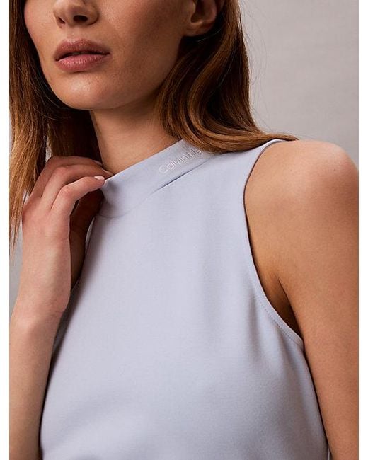 Calvin Klein Purple Jeans Slim Mock Neck Mini Dress