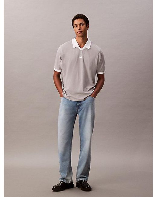 Calvin Klein Gray Jeans Sport Monogram Logo Polo Shirt for men